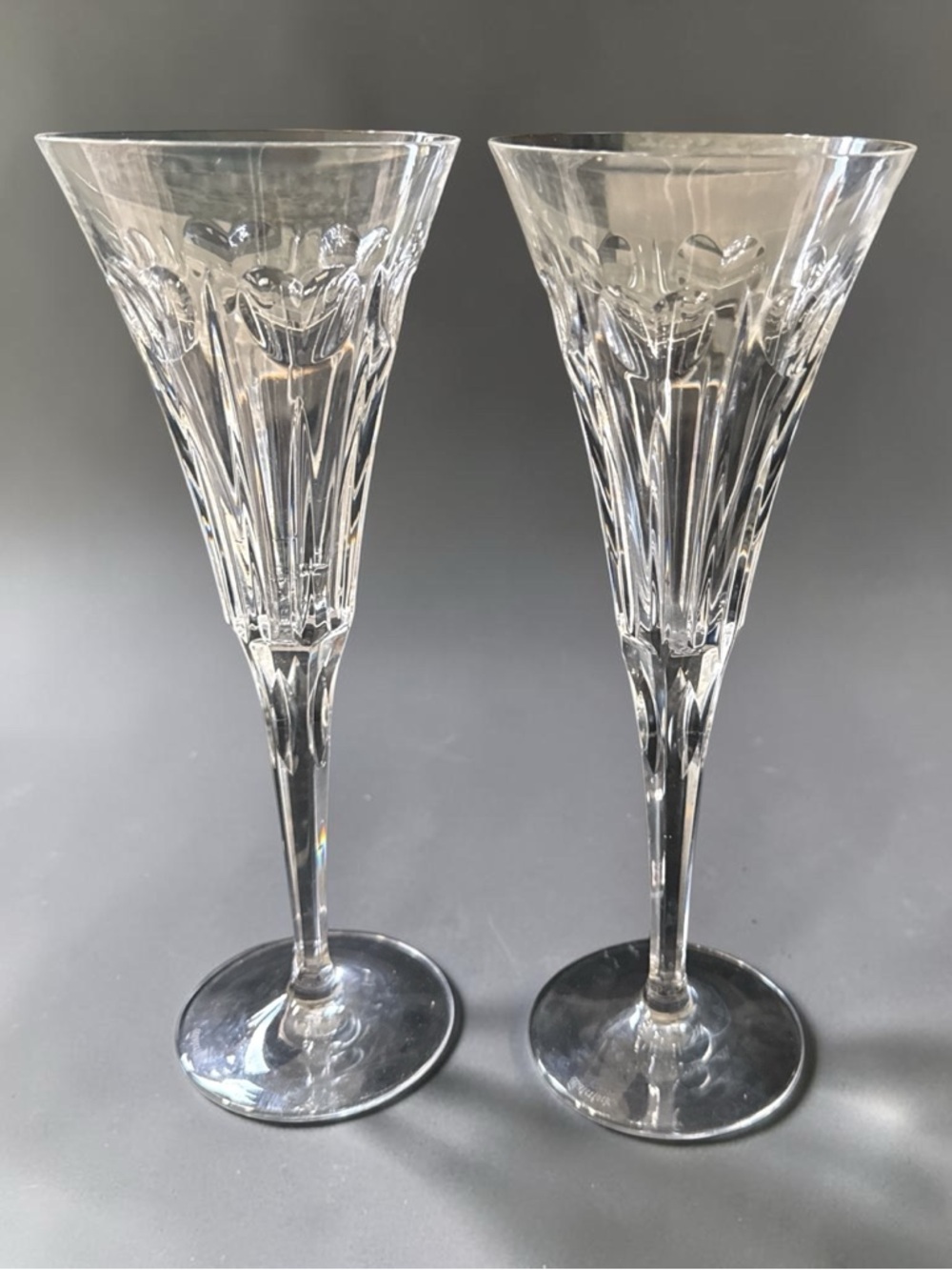 Set 2 Waterford Crystal Millennium Hearts Love Toasting Flutes Champagne Glasses